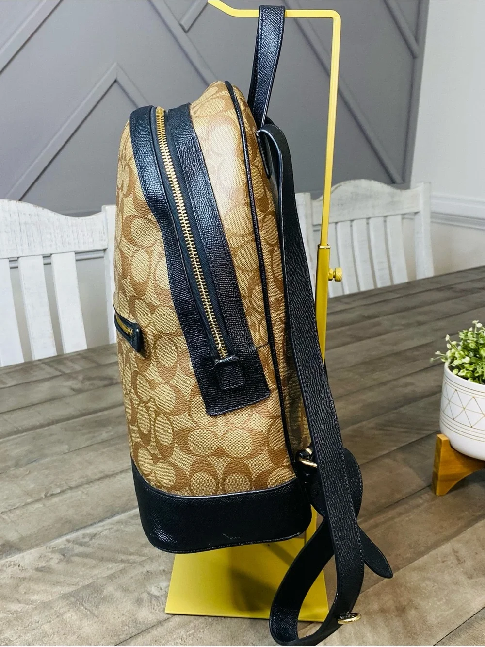 Coach Kenley Women's Backpack Signature Canvas - Khaki/Black